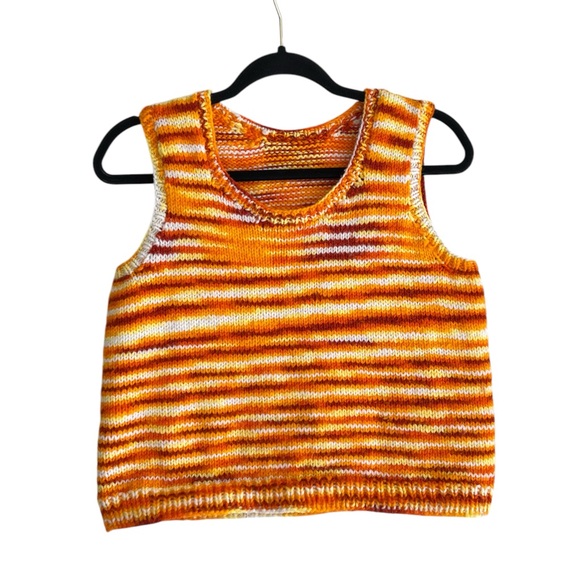 Vintage Tops - 60s/70s Orange Yellow Crochet Tank